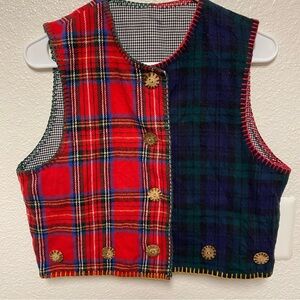 Plaid Button-Up Vest vintage